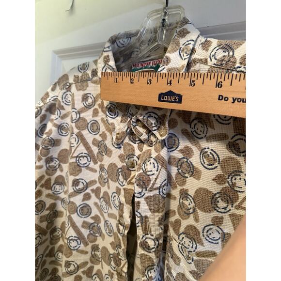 Mountain Express Men’s L Short Sleeve Shirt 100% Cotton Retro Geometric Print - Picture 8 of 10